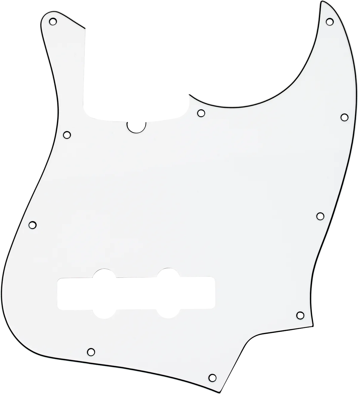 Fender 10-Hole Contemporary Jazz Bass Pickguards — Pickguard, Jazz Bass, 10-Hole Mount (with Truss Rod Notch), W/B/W, 3-Ply · Battipenna · R&D Sound Lugano
