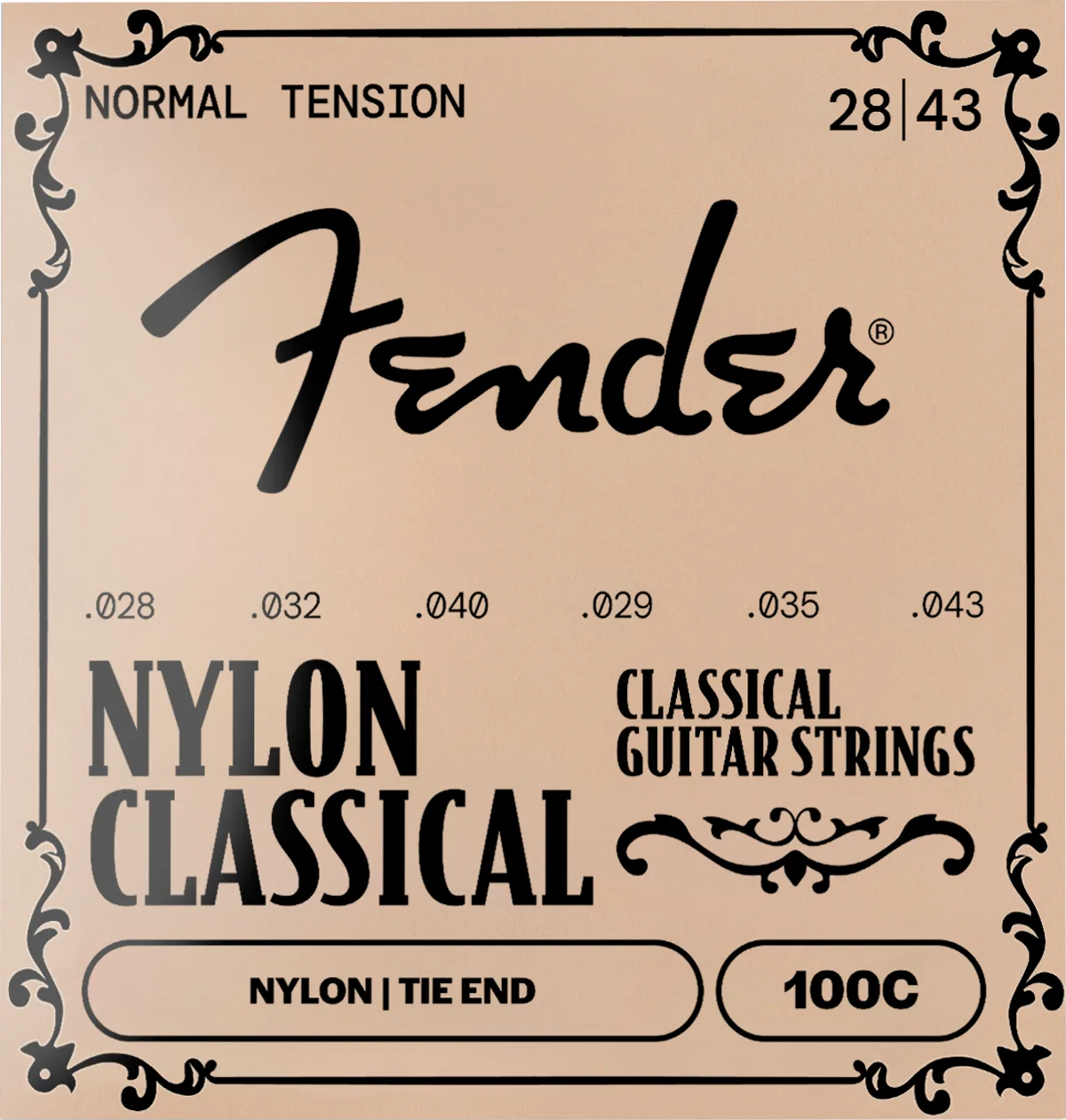 Fender 100C Nylon Classical Guitar Strings — 100C Nylon Classical Acoustic Guitar Strings, Clear/Silver, Tie End, .028-.043 Gauges · Corde per chitarra elettrica · R&D Sound Lugano