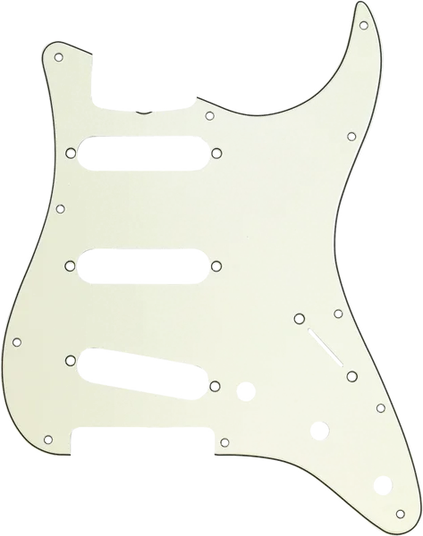 Fender 11-Hole '60s Vintage-Style Stratocaster S/S/S Pickguards — Pickguard, Stratocaster S/S/S, 11-Hole Vintage Mount (with Truss Rod Notch), Mint Green, 3-Ply · Battipenna · R&D Sound Lugano