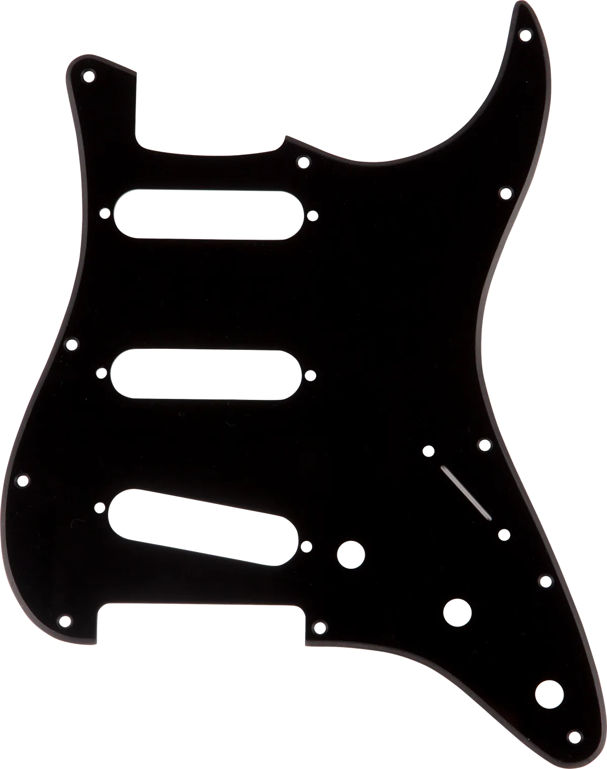 Fender 11-Hole Modern 1-Ply Stratocaster S/S/S Pickguard — Black, 1-Ply SSS · Battipenna · R&D Sound Lugano