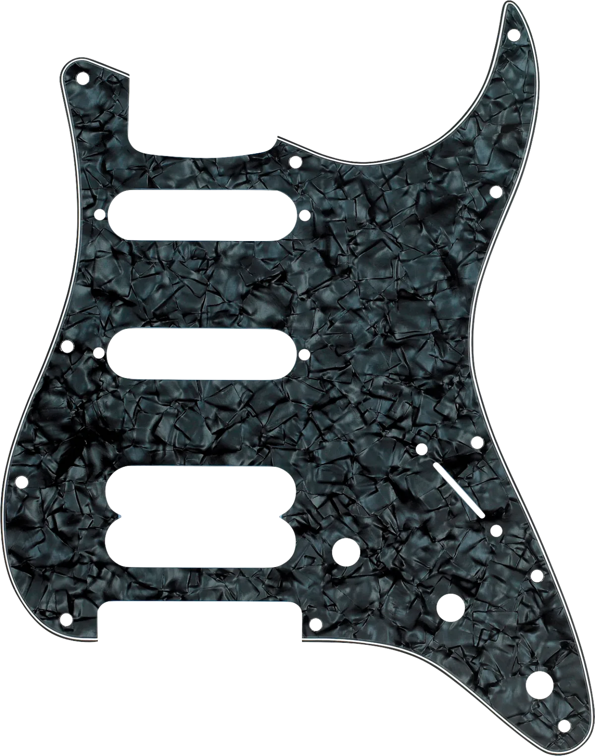 Fender 11-Hole Modern-Style H/S/S Ultra Series Stratocaster Pickguard — Pickguard, Stratocaster H/S/S, 11-Hole Mount (No Holes Drilled For HB Pickup Mount), Black Pearl, 4-Ply · Battipenna · R&D Sound Lugano