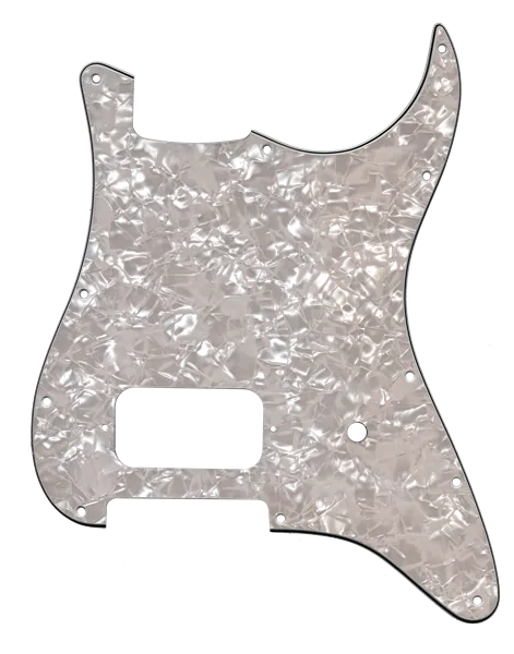Fender 11-Hole Modern-Style Stratocaster Single Humbucking Pickguards — 4-Ply White Pearl 11-Hole Mount, 1 HB · Battipenna · R&D Sound Lugano
