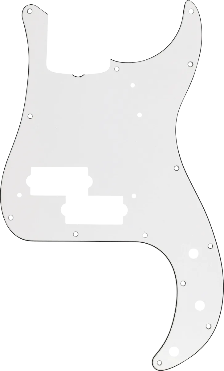 Fender 13-Hole '60s Vintage-Style Precision Bass Pickguards — Pickguard, Precision Bass 13-Hole Vintage Mount (with Truss Rod Notch), White, 3-Ply · Battipenna · R&D Sound Lugano