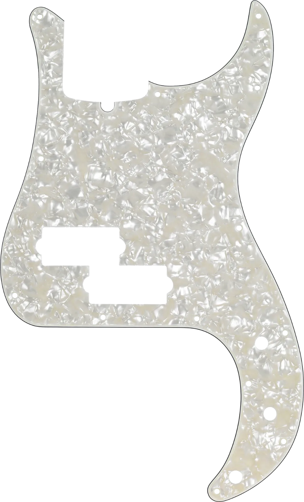 Fender 13-Hole Modern-Style Standard Precision Bass Pickguards — Pickguard, Precision Bass 13-Hole Mount with Truss Rod Notch, White Pearl, 4-Ply · Battipenna · R&D Sound Lugano