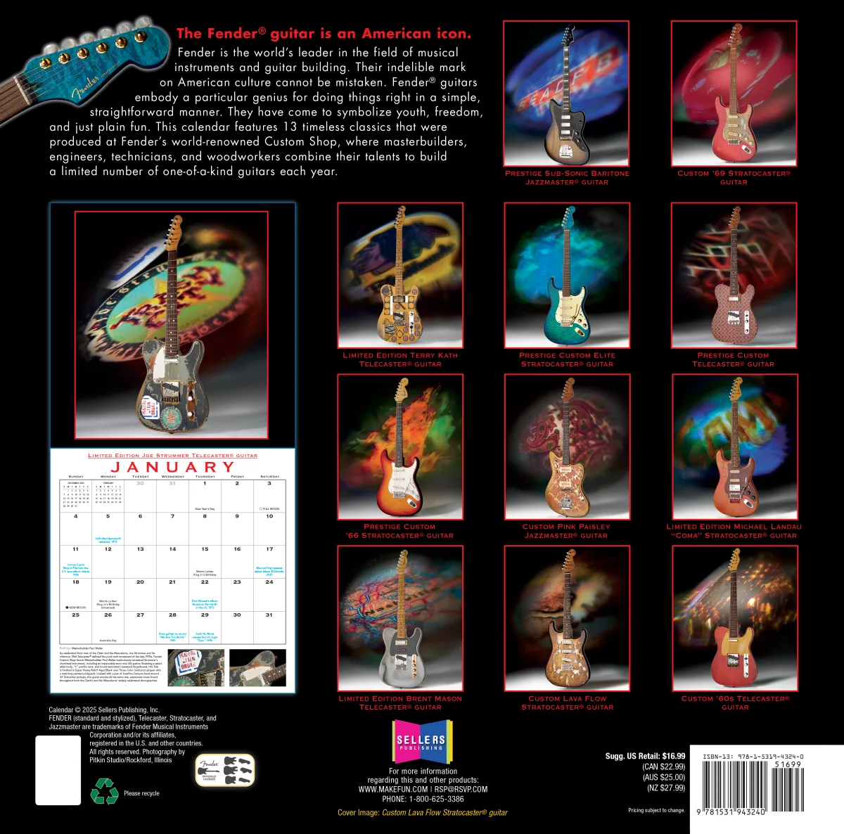 Fender 2026 Fender Custom Shop Calendar · Oggettistica · R&D Sound Lugano