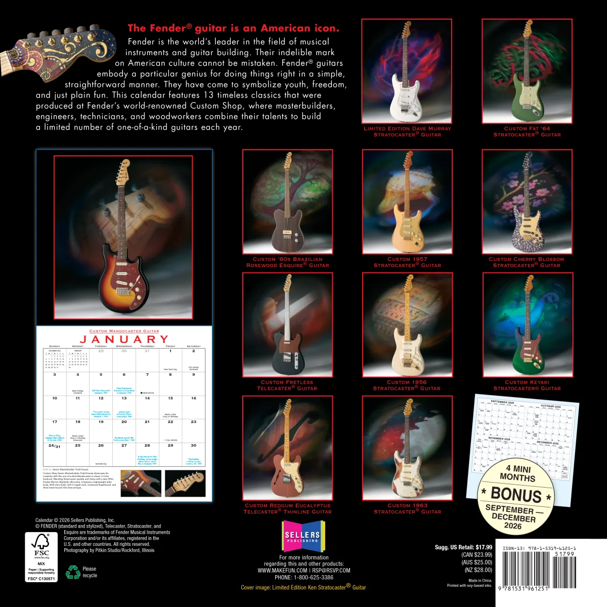 Fender 2027 Fender Custom Shop Calendar · Oggettistica · R&D Sound Lugano