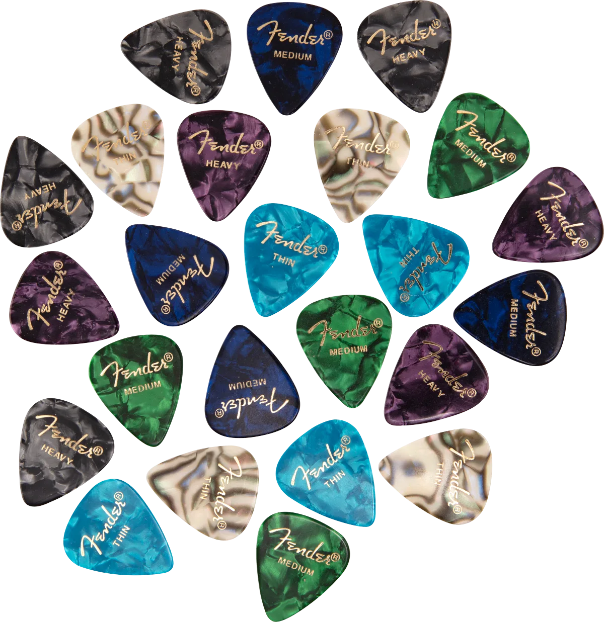 Fender 351 Shape Premium Picks -24 Count Pack — Multi-Color · Plettri · R&D Sound Lugano