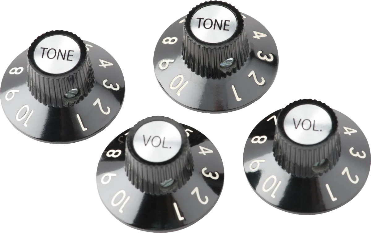 Fender 72 Telecaster Custom Knobs Set — 72 Telecaster Custom Knobs (4), Black · Manopole e controlli · R&D Sound Lugano