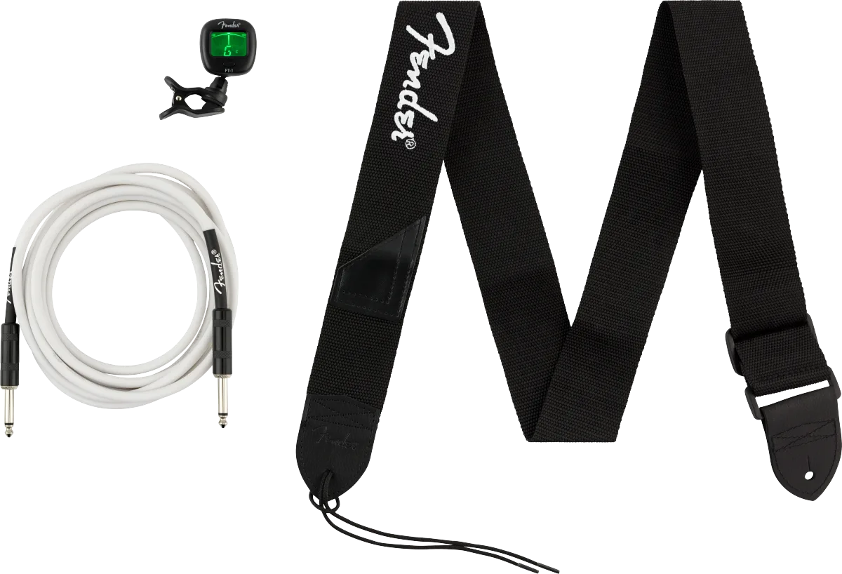 Fender Accessory Essentials Pack - Cable, Clip-On Tuner, Strap — Accessories Bundle Pack -- Cable, Tuner, Strap · Altri accessori · R&D Sound Lugano