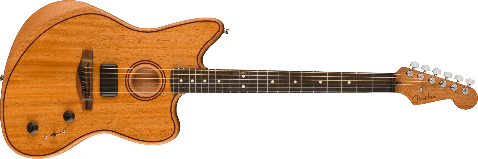 Fender American Acoustasonic Jazzmaster All-Mahogany — Ebony Fingerboard, Natural · Chitarre acustiche · R&D Sound Lugano
