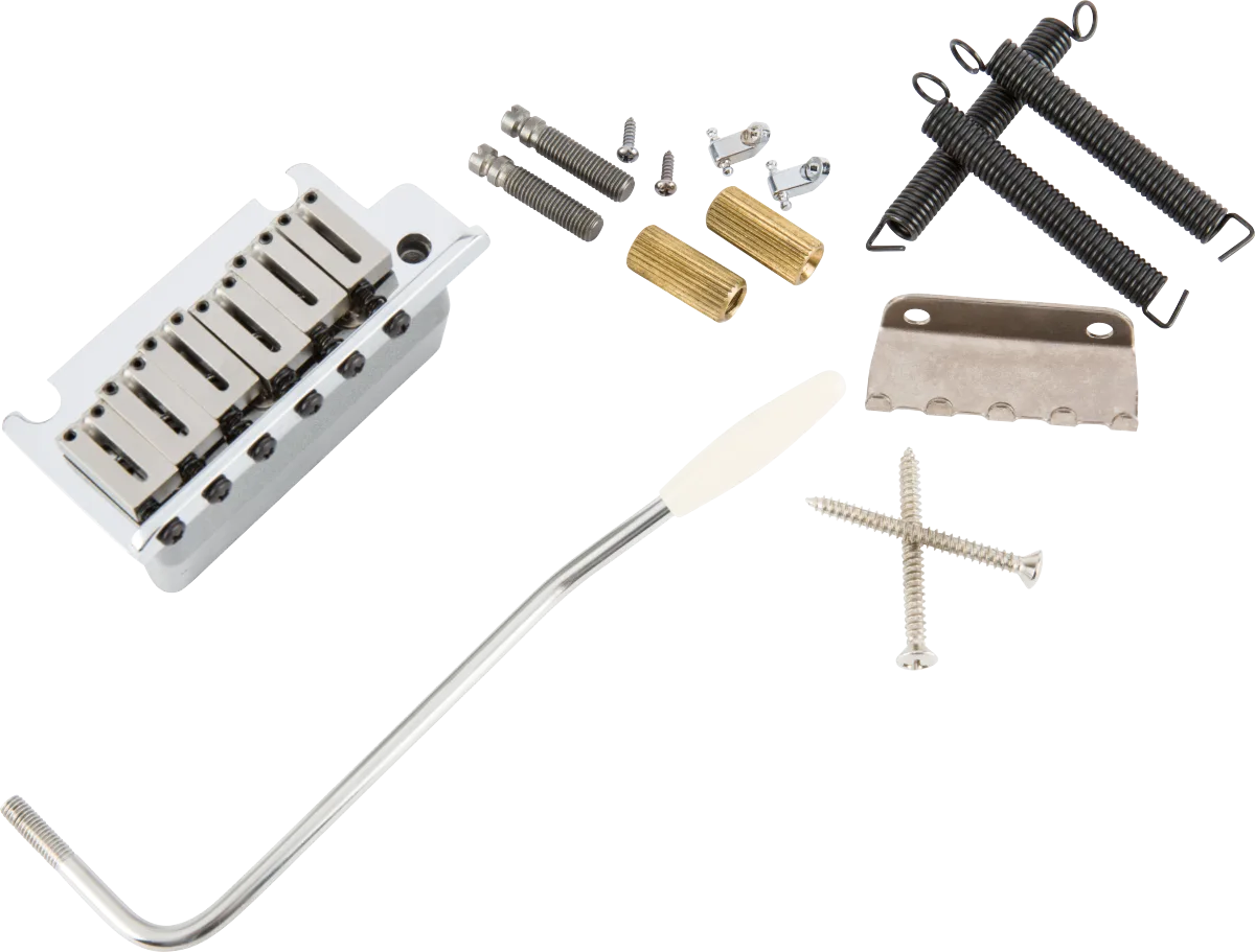 Fender American Series Stratocaster Tremolo Bridge Assemblies — American Series Stratocaster ('86-'07) Tremolo Bridge Assembly (Chrome) · Ponti e componenti · R&D Sound Lugano