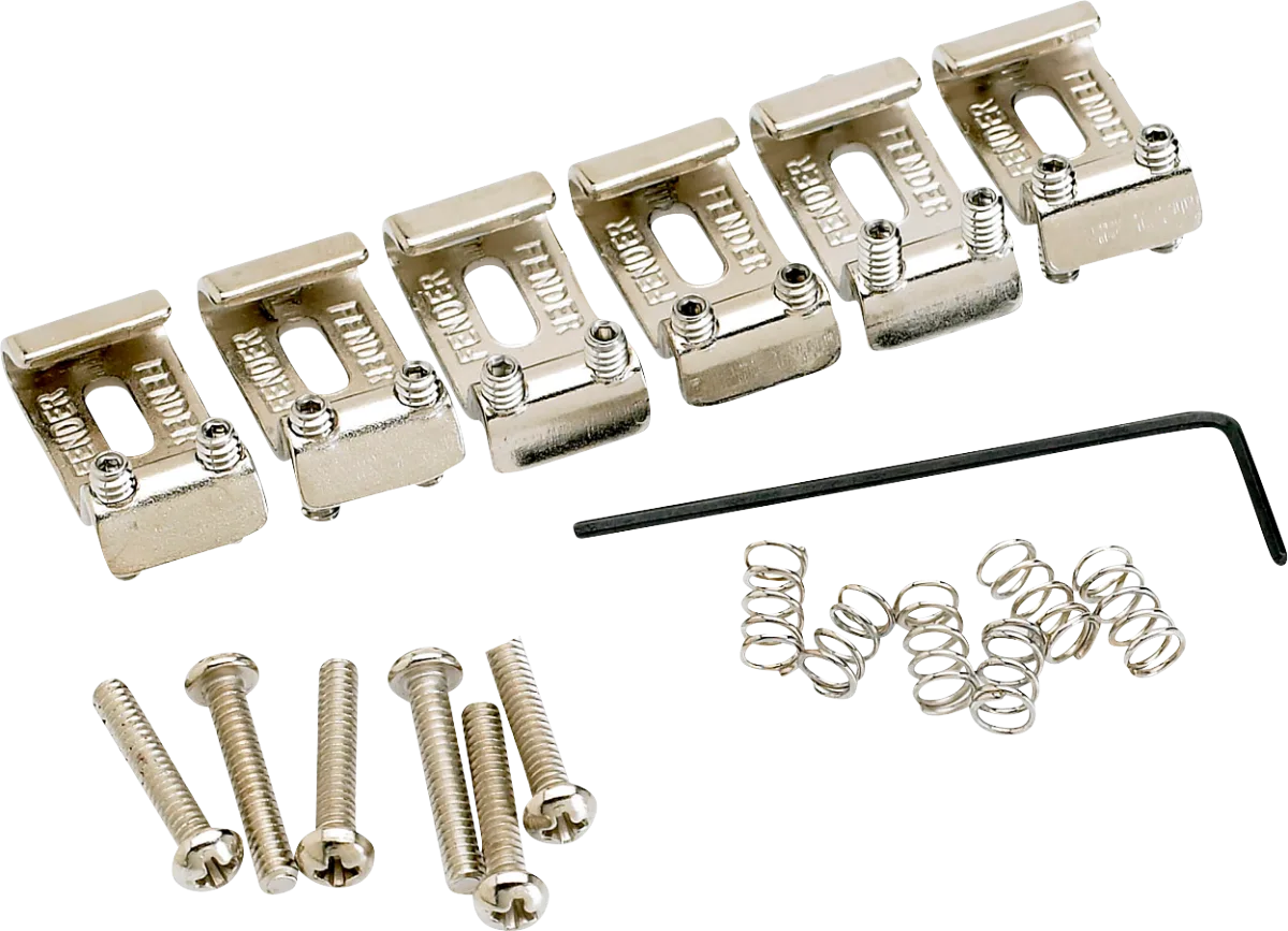 Fender American Vintage Stratocaster Bridge Saddles (6) — (Nickel) · Ponti e componenti · R&D Sound Lugano