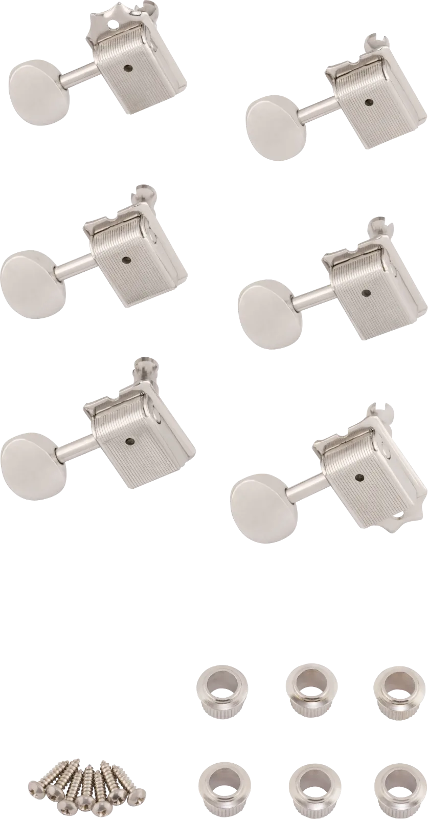 Fender American Vintage Stratocaster/Telecaster Tuning Machine Set - Left-Handed — American Vintage Guitar Tuning Machines, Left-Handed (Nickel) (6) · Meccaniche · R&D Sound Lugano