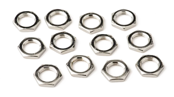 Fender Amplifier Jack Nuts (7/16 - 20 x 1/8) — Amplifier Jack Nuts, Hex 7/16 - 20 X 1/8, Nickel (12) · Ricambi per amplificatori · R&D Sound Lugano
