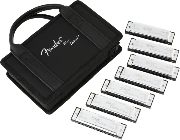Fender Blues Deluxe Harmonicas - 7 Pack with Case — Blues Deluxe Harmonica, Pack of 7, with Case · Altri accessori · R&D Sound Lugano