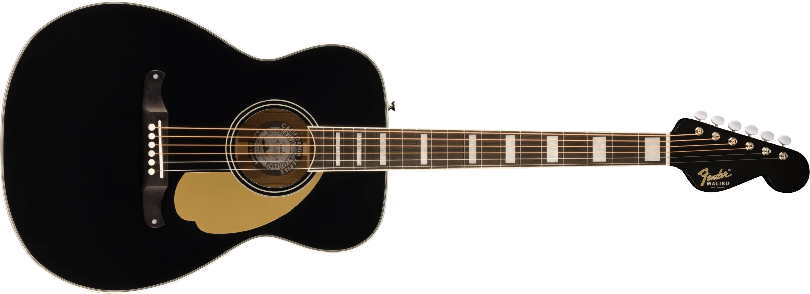 Fender California Vintage Malibu — with Case, Gold Pickguard, Matching Headstock, Black · Chitarre acustiche · R&D Sound Lugano