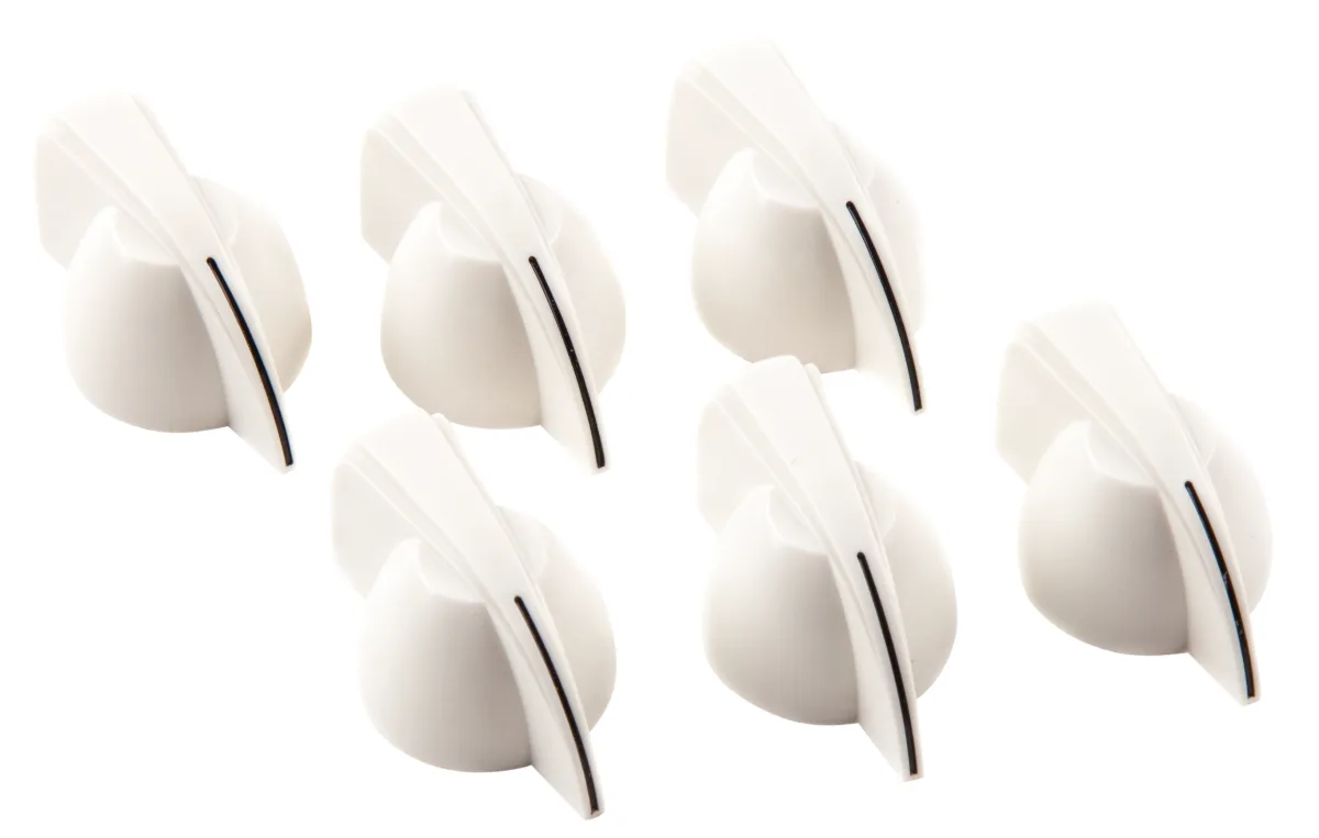 Fender Chicken Head Amplifier Knobs - White — Chicken Head Amplifier Knobs, (6), White · Ricambi per amplificatori · R&D Sound Lugano