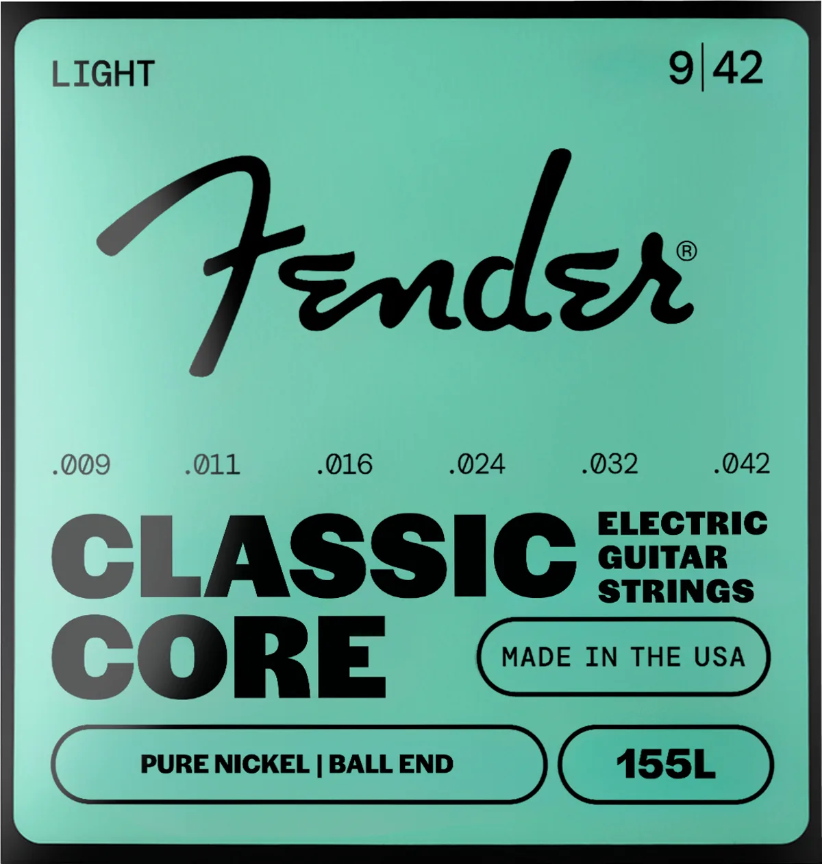 Fender Classic Core 155 Pure Nickel Guitar Strings — Classic Core 155L Guitar Strings, Pure Nickel, Ball End, Gauges .009-.042 · Corde per chitarra elettrica · R&D Sound Lugano