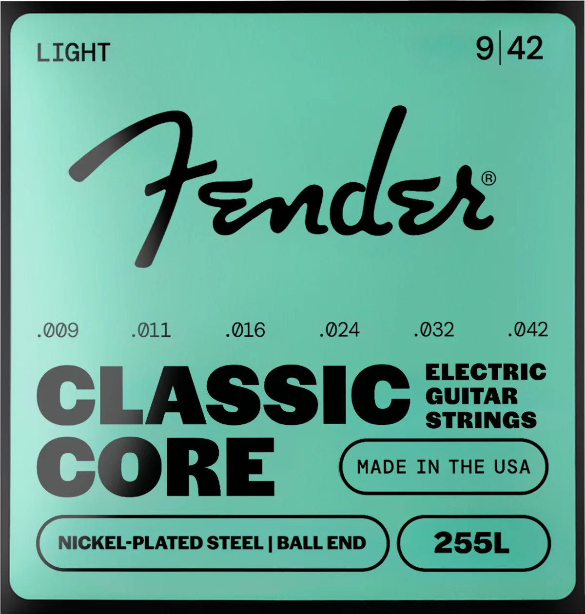 Fender Classic Core 255 Nickel-Plated Steel Guitar Strings — Classic Core 255L Guitar Strings, Nickel-Plated Steel, Ball End, Gauges .009-.042 · Corde per chitarra elettrica · R&D Sound Lugano
