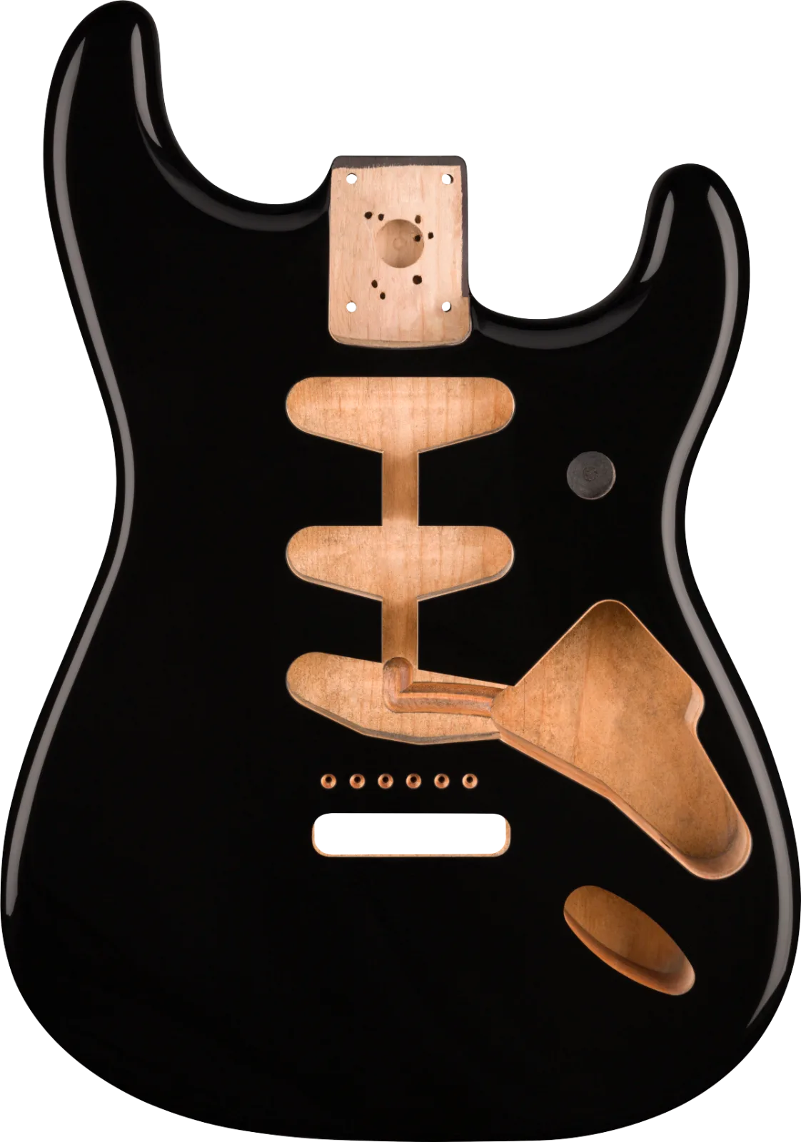 Fender Classic Series 60's Stratocaster SSS Alder Body Vintage Bridge Mount - Black — Classic Series 60's Stratocaster SSS Alder Body Vintage Bridge Mount, Black · Ponti e componenti · R&D Sound Lugano