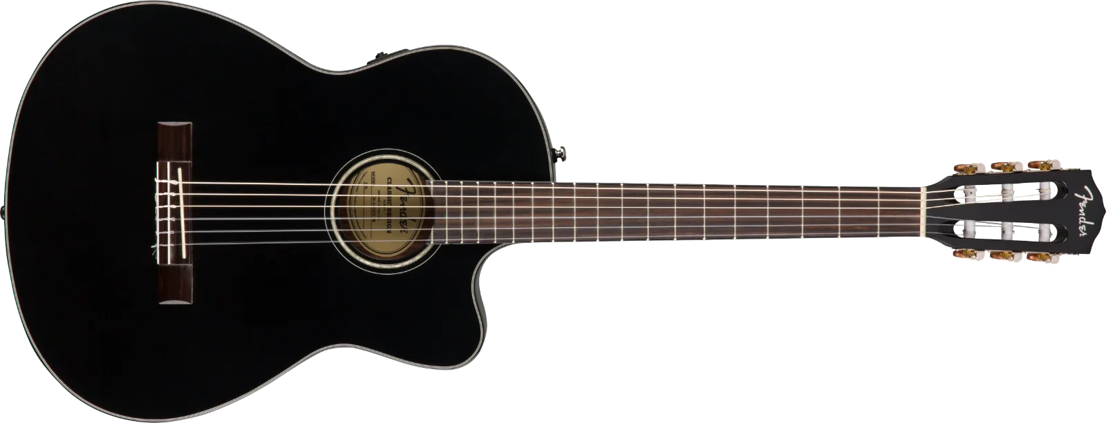 Fender CN-140SCE — Nylon Thinline, Walnut Fingerboard, Black w/case · Chitarre acustiche · R&D Sound Lugano