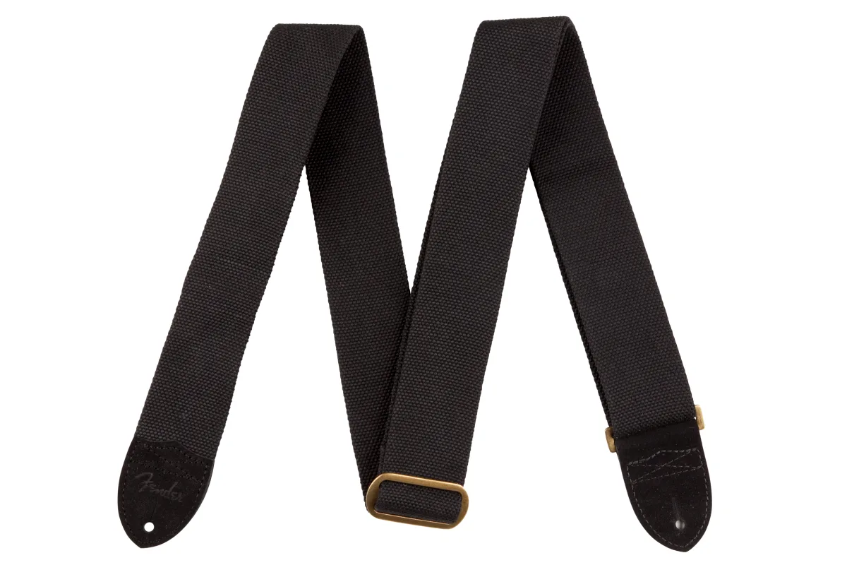 Fender Cotton/Leather Strap — Black, 2" · Tracolle e cinghie · R&D Sound Lugano