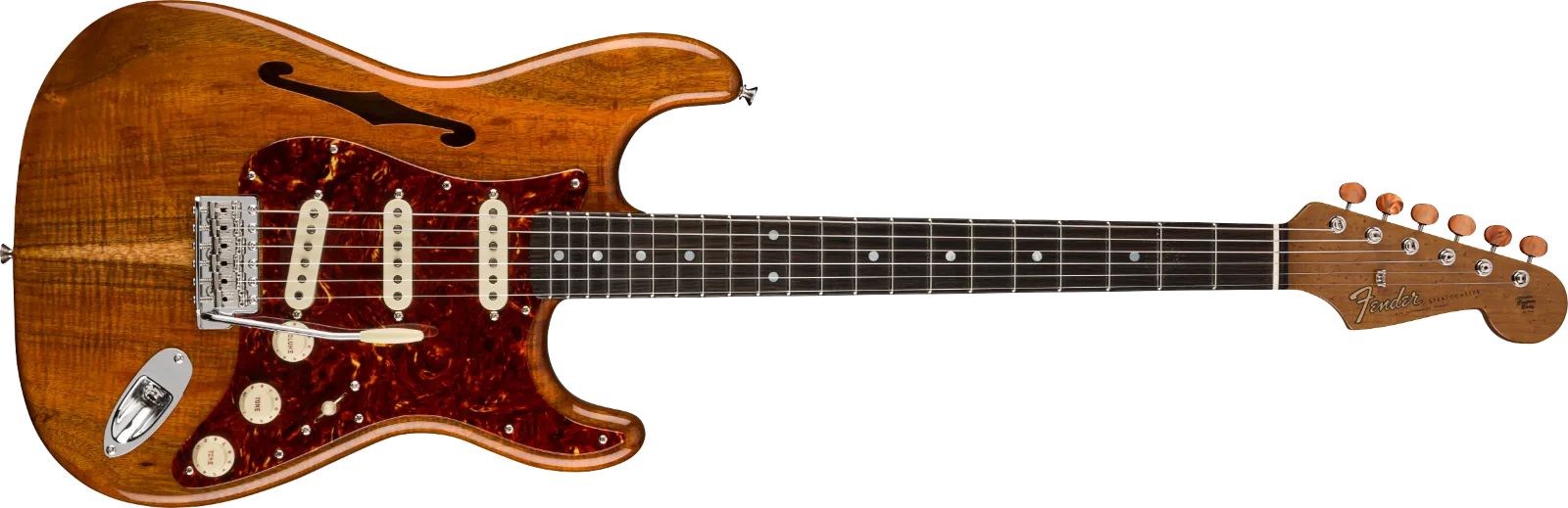 Fender Custom Shop Artisan Koa Thinline Stratocaster — Roasted Ash Body with 4A Figured Koa Top, Ebony Fingerboard, Aged Natural, NOS · Chitarre elettriche · R&D Sound Lugano