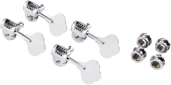Fender Deluxe Fluted-Shaft Bass Tuning Machine Set — Deluxe Bass Tuners with Fluted-Shafts (4), Chrome · Meccaniche · R&D Sound Lugano