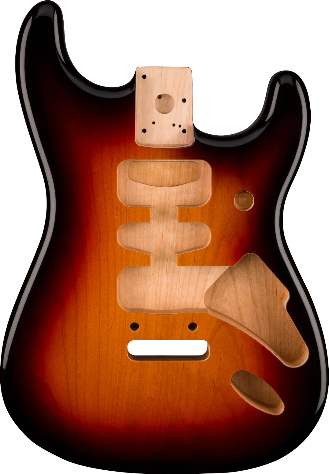 Fender Deluxe Series Stratocaster Alder Body — Deluxe Series Stratocaster HSH, Alder Body, 2-Point Bridge Mount, 3-Color Sunburst · Ponti e componenti · R&D Sound Lugano