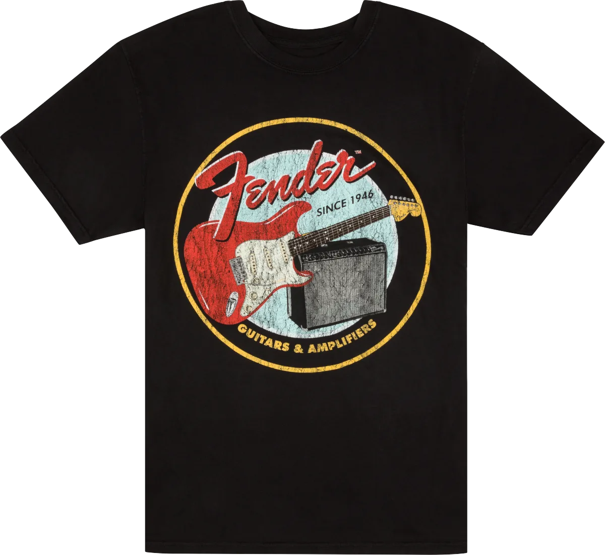 Fender 1946 Guitars & Amplifiers T-Shirt — Vintage Black, S · Abbigliamento · R&D Sound Lugano