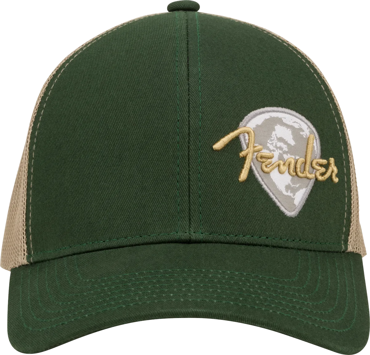 Fender Globe Pick Patch Hat — Green/Khaki, One Size · Abbigliamento · R&D Sound Lugano
