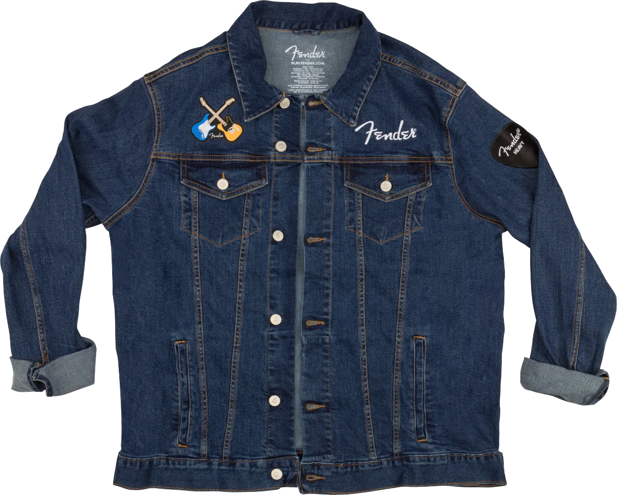 Fender Jean Jacket Patches — Blue, S · Abbigliamento · R&D Sound Lugano