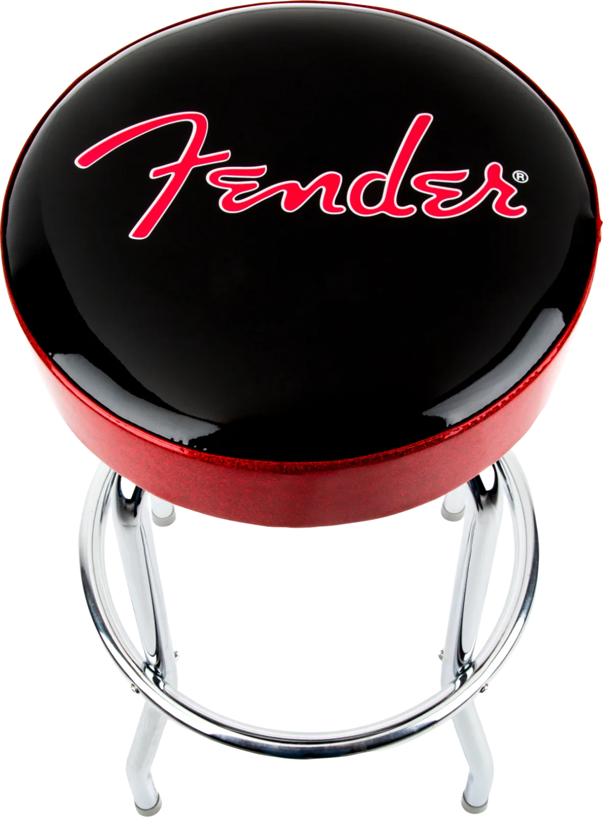 Fender Red Sparkle Logo Barstool, Black and Red Sparkle — Fender Red Sparkle Logo Barstool, Black/Red Sparkle 30" · Oggettistica · R&D Sound Lugano