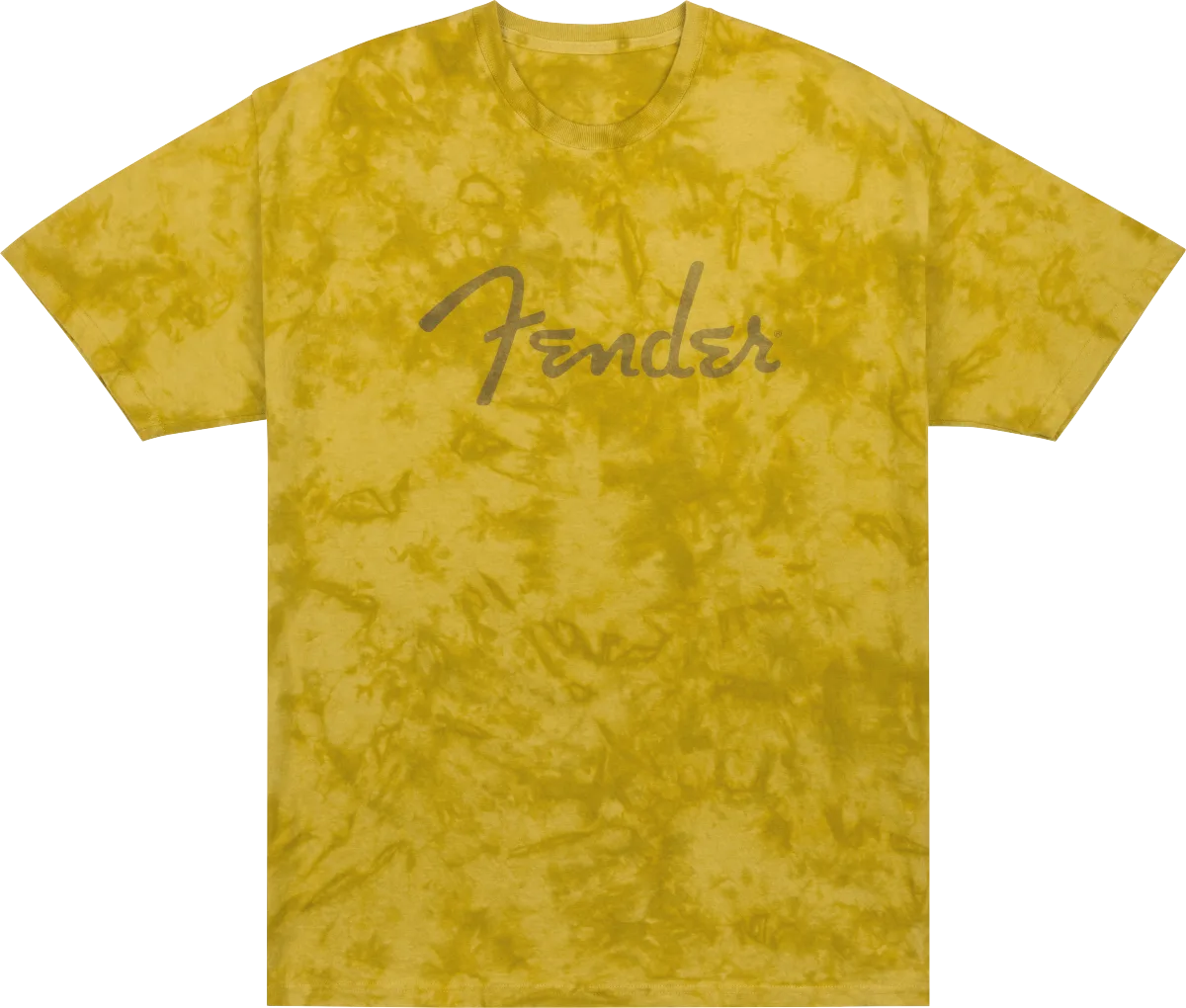Fender Spaghetti Logo Tie-Dye T-Shirt, Mustard — S · Abbigliamento · R&D Sound Lugano