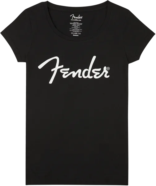 Fender Spaghetti Logo Women's Tee — Black, Medium · Abbigliamento · R&D Sound Lugano