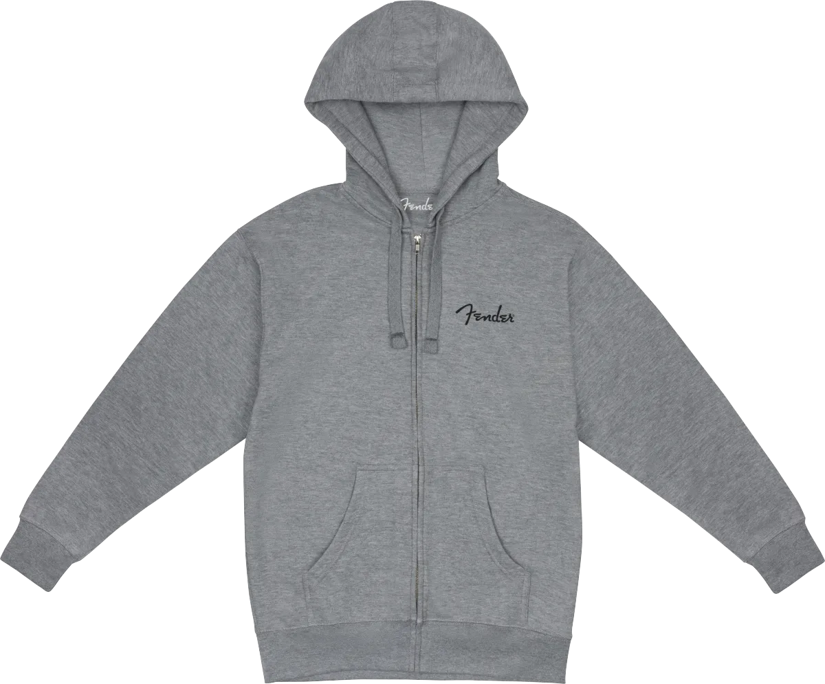 Fender Spaghetti Small Logo Zip Front Hoodies — Fender Spaghetti Small Logo Zip Front Hoodie, Athletic Gray, S · Abbigliamento · R&D Sound Lugano