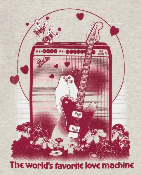 Fender Women's Love Sweatshirt — Oatmeal and Maroon, L · Abbigliamento · R&D Sound Lugano