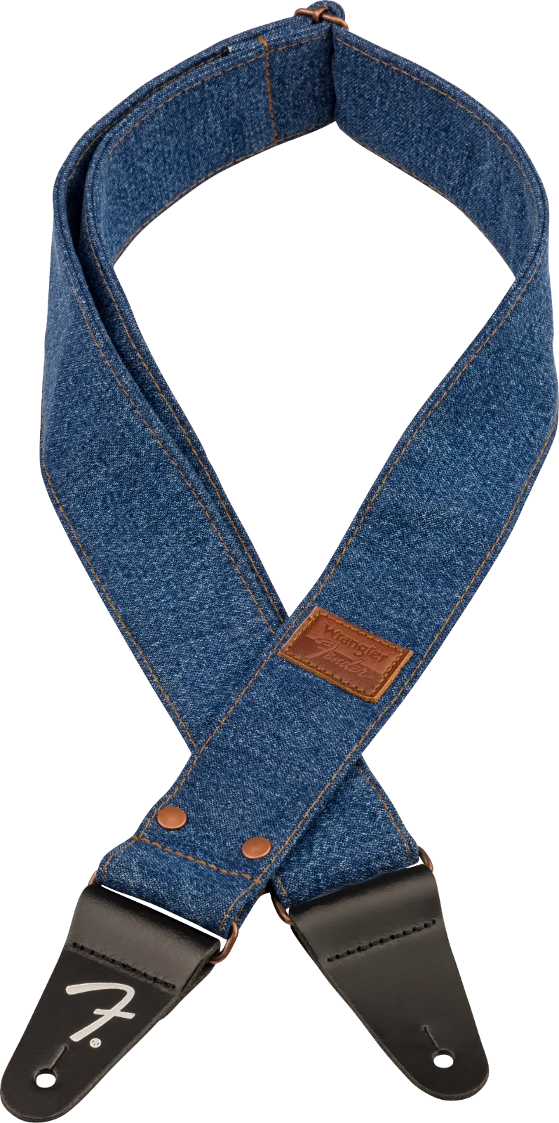 Fender x Wrangler Denim Straps — Fender x Wrangler Riveted Denim Strap, Indigo · Tracolle e cinghie · R&D Sound Lugano