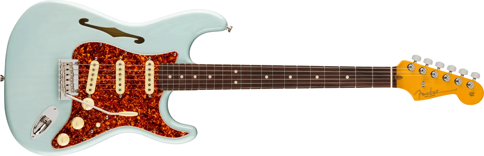 Fender Limited Edition American Professional II Stratocaster Thinline — American Professional II Stratocaster Thinline, Rosewood Fingerboard, Transparent Daphne Blue · Chitarre elettriche · R&D Sound Lugano