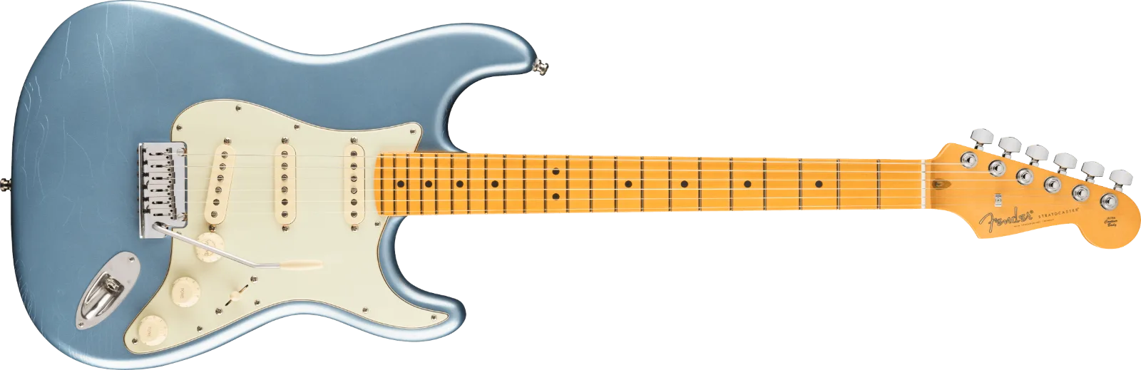 Fender Limited Edition American Ultra Luxe '60s Stratocaster, Ice Blue Metallic — Limited Edition American Ultra Luxe '60s Stratocaster, Maple Fingerboard, Ice Blue Metallic · Chitarre elettriche · R&D Sound Lugano
