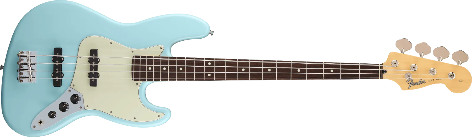 Fender Made in Japan Hybrid II Jazz Bass — Rosewood Fingerboard, Satin Daphne Blue · Bassi elettrici · R&D Sound Lugano