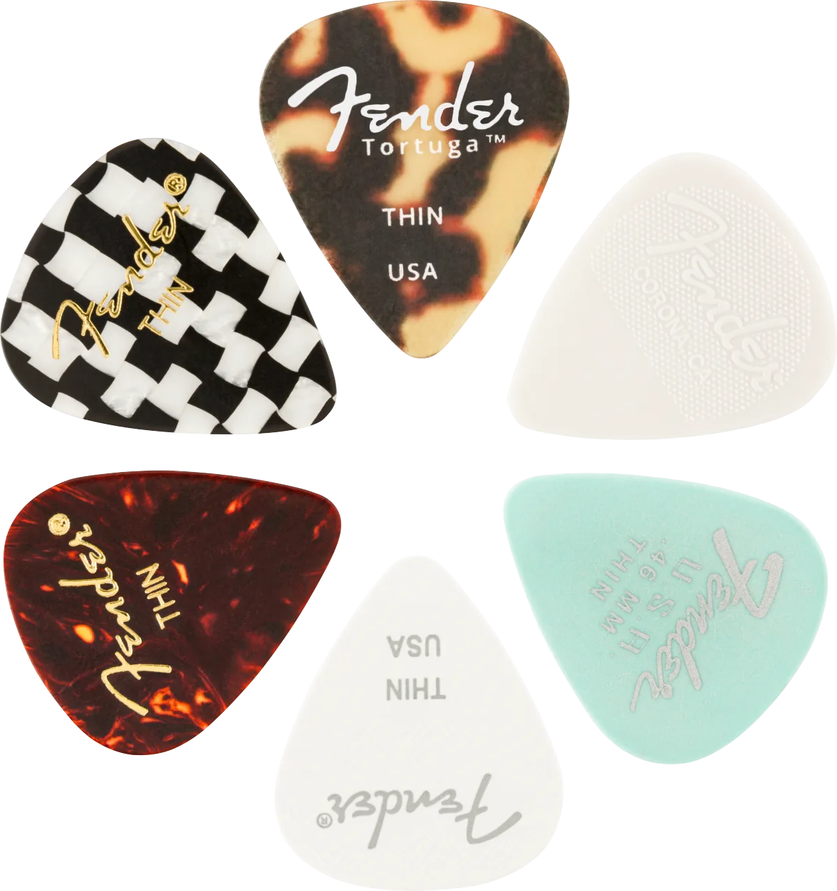 Fender Material Medley Picks, 351 Shape - 6 Pack — 351 Shape, Material Medley, Thin, (6) · Plettri · R&D Sound Lugano