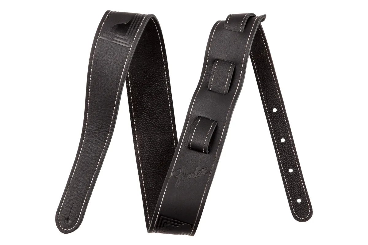 Fender Monogram Leather Strap — Monogrammed Leather Strap, Black, 2" · Tracolle e cinghie · R&D Sound Lugano