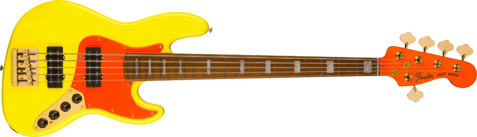 Fender MonoNeon Jazz Bass V — Maple Fingerboard, Neon Yellow · Bassi elettrici · R&D Sound Lugano