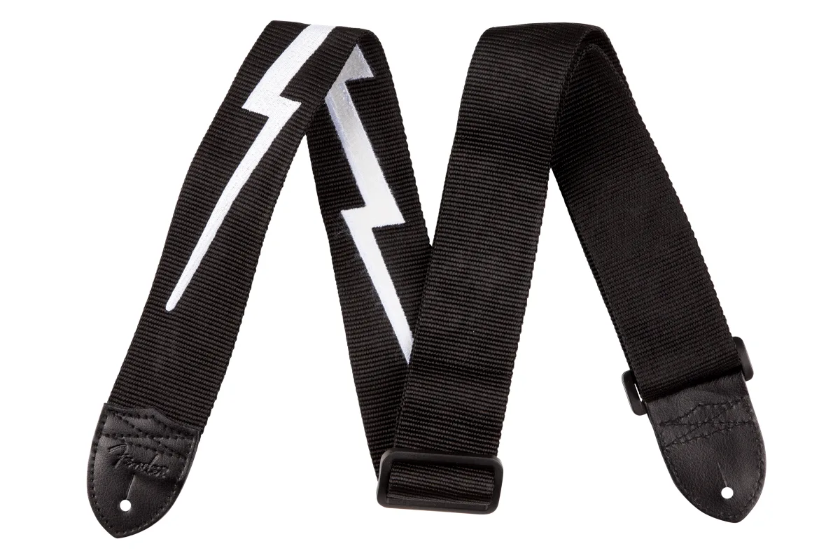Fender Nylon Lightning Bolt Strap — Black/White, 2" · Tracolle e cinghie · R&D Sound Lugano
