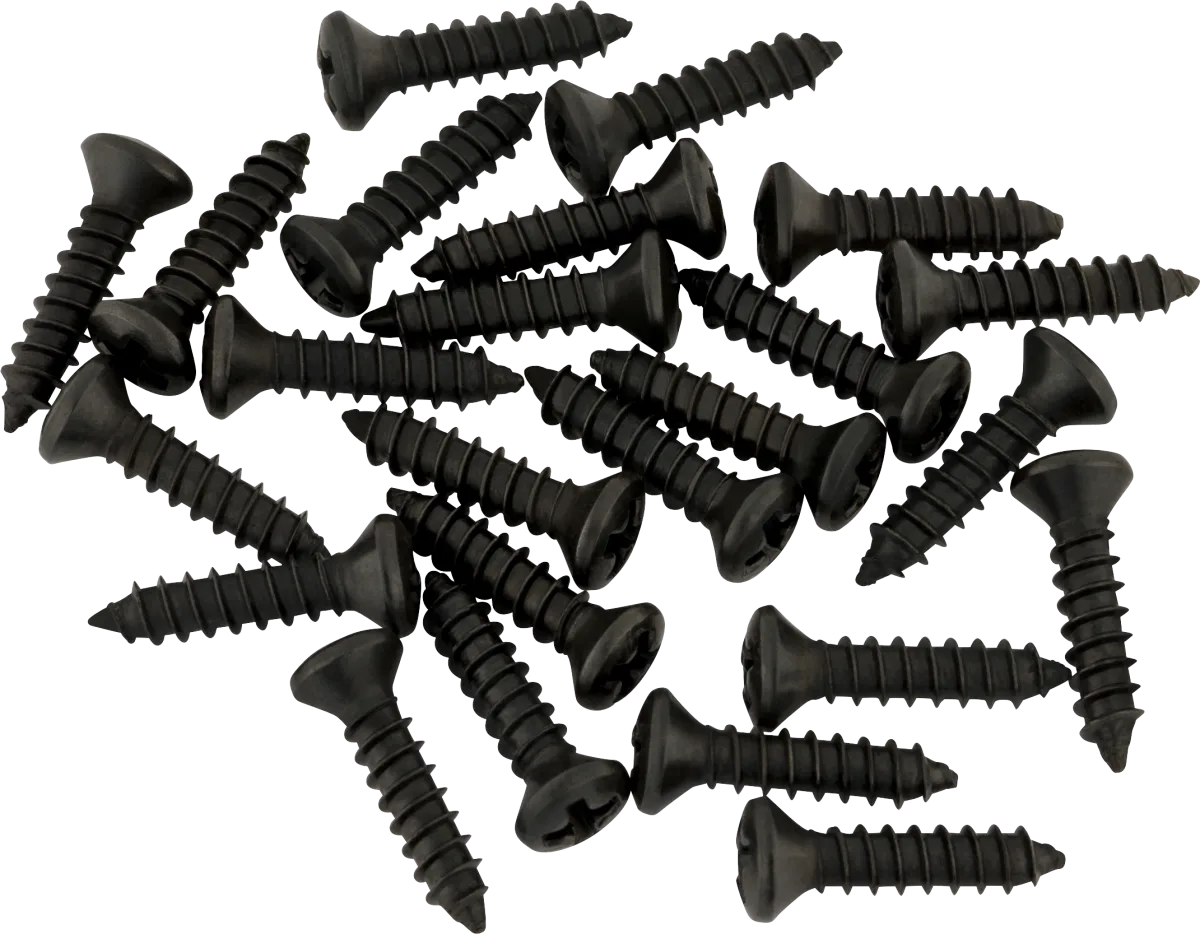 Fender Pickguard - Control Plate Mounting Screws (24) — Pickguard/Control Plate Mounting Screws (24) (Black) · Battipenna · R&D Sound Lugano