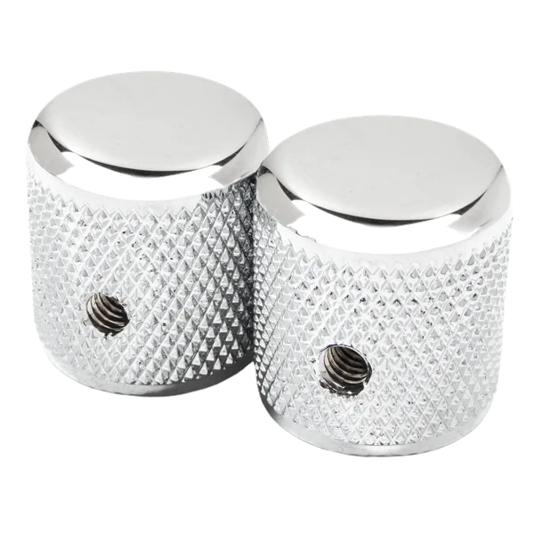Fender Pure Vintage '58 Telecaster Knurled Knobs Set — Pure Vintage '58 Telecaster Knurled Knobs, (2), Chrome/Aluminum · Manopole e controlli · R&D Sound Lugano