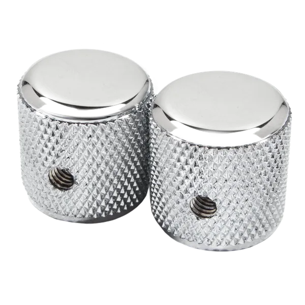 Fender Pure Vintage '60s Telecaster Knurled Knob Set — Pure Vintage '60s Telecaster/P Bass Knurled Knobs, (2), Chrome/Aluminum · Manopole e controlli · R&D Sound Lugano