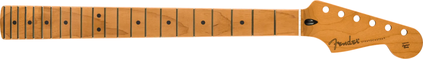 Fender Satin Roasted Maple Stratocaster Neck, 22 Jumbo Frets, 12", Flat Oval Shape — Satin Roasted Maple Stratocaster Neck, 22 Jumbo Frets, 12", Maple, Flat Oval Shape · Manici · R&D Sound Lugano