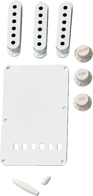Fender Stratocaster Accessory Kits — Accessory Kit, Stratocaster, White · Pickup e preamp · R&D Sound Lugano